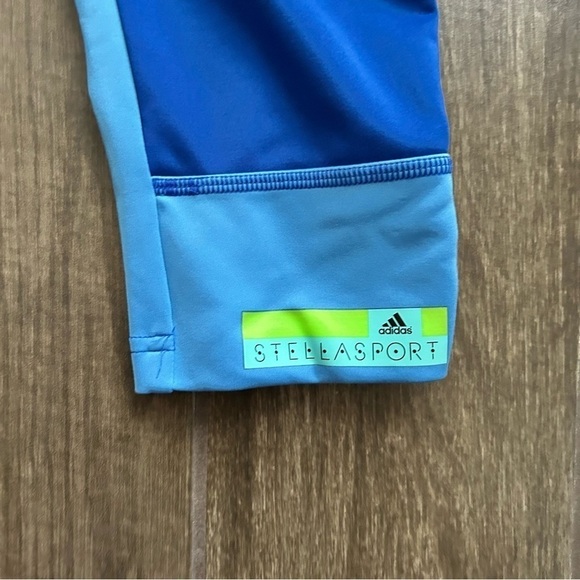Adidas x Stella McCartney Blue Cropped Leggings Zip Up Sides Sz XS - Picture 4 of 10